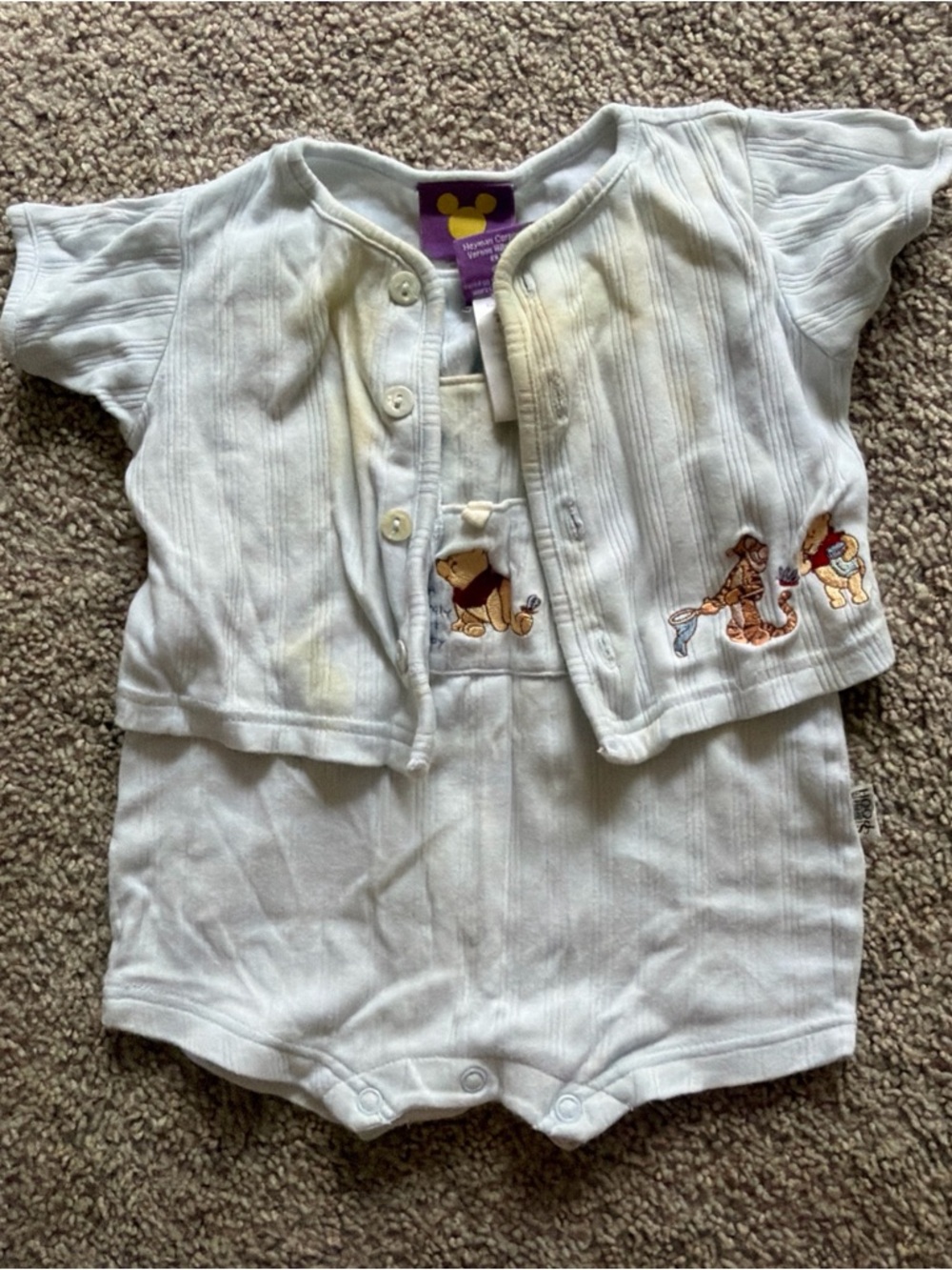 Vintage 1990s Disney Winnie the Pooh Baby Romper Set size 0-3 month